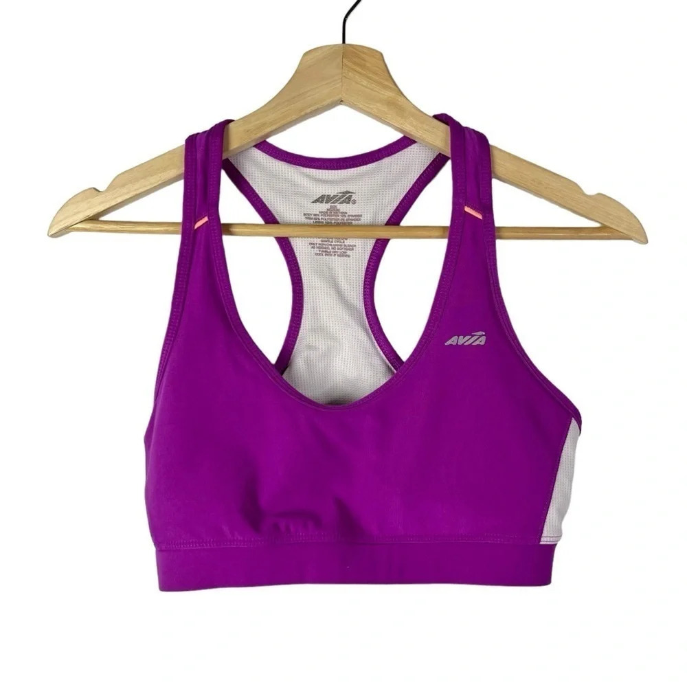 Avia Purple Racerback Padded Athletic Sports Bra M